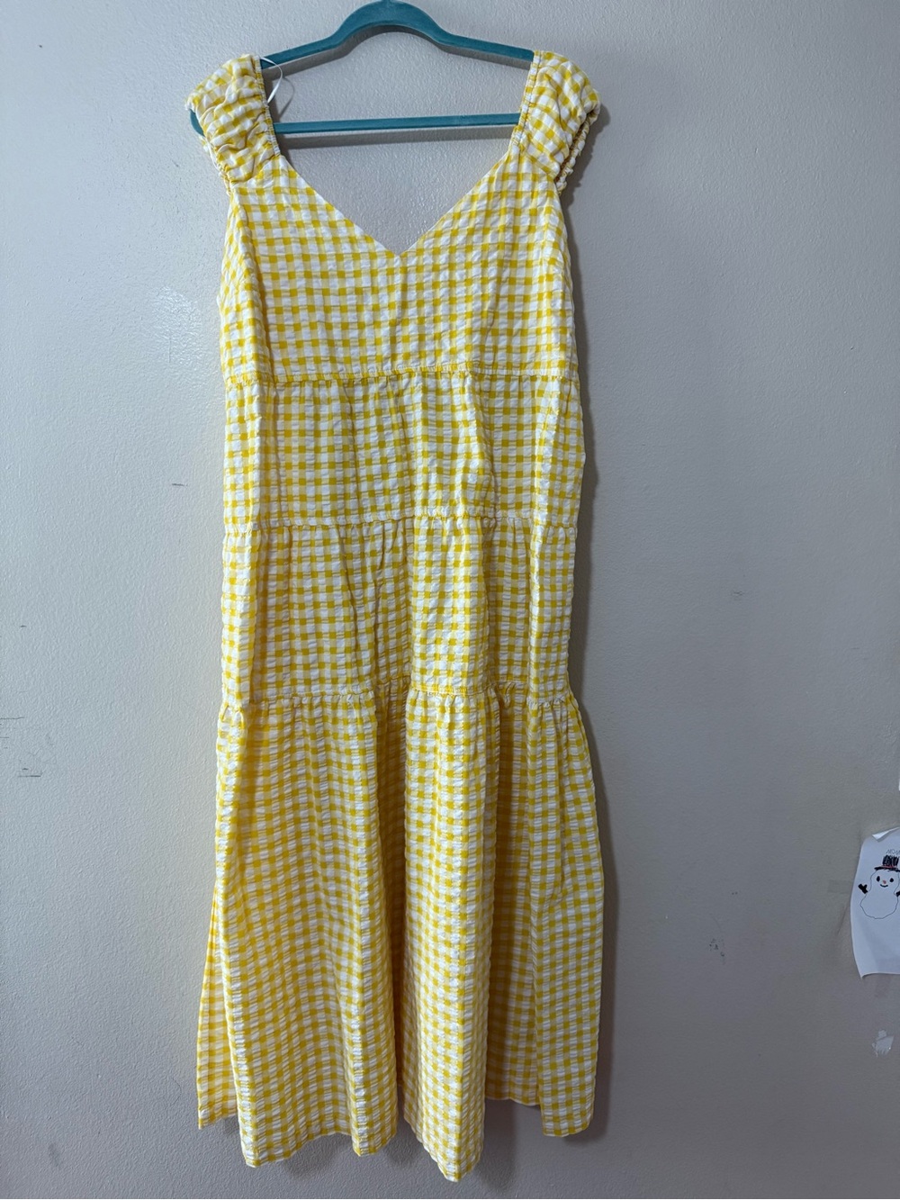 Old Navy Yellow Gingham Tiered Maxi Dress